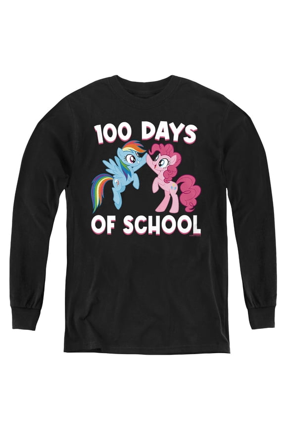 100 Days of School Youth Long Sleeve T Shirt, Black, Large