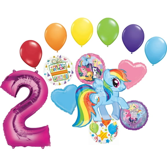 My Little Pony 2nd Birthday Party Supplies Adventure and Friendship Forever Balloon Bouquet Decorations