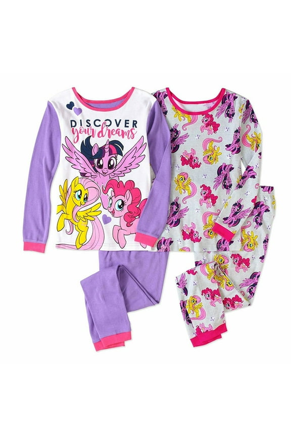 4 PC Long Sleeve Tight Fit Cotton Pajama Set Girl Size 6