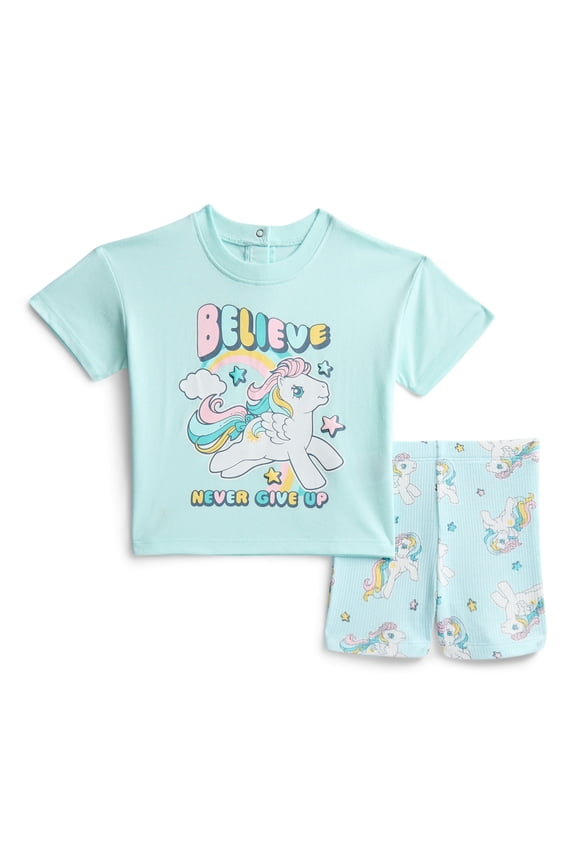 Baby Girls Graphic Tee and Bike Shorts Set, 2-Piece, Sizes 0/3M-24M