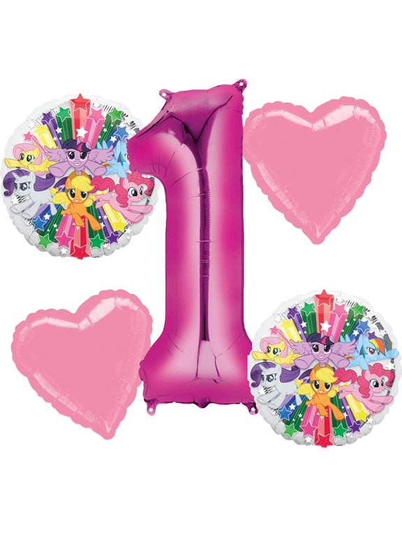 My Little Pony Balloon Bouquet 5 pc 1st Birthday Party Supplies