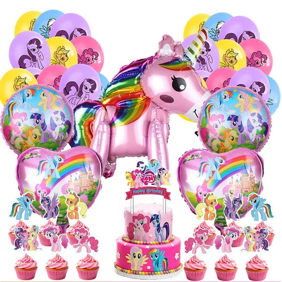 My Little Pony Balloons Cake Topper Party Supplies Birthday Set Decorations Kit Fans