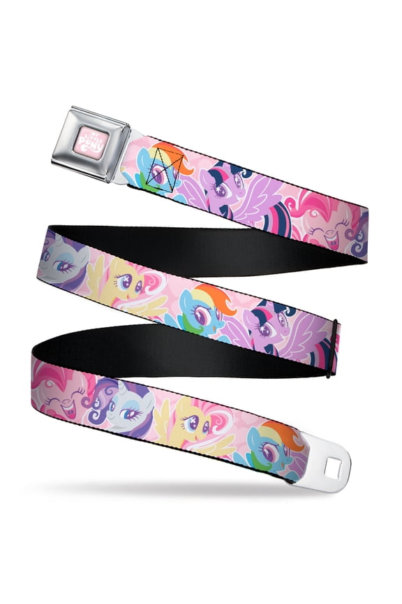 My Little Pony Belt, Seatbelt Buckle Belt, My Litlle Pony Five Pony Poses Pink, Youth 22 to 32 Inches