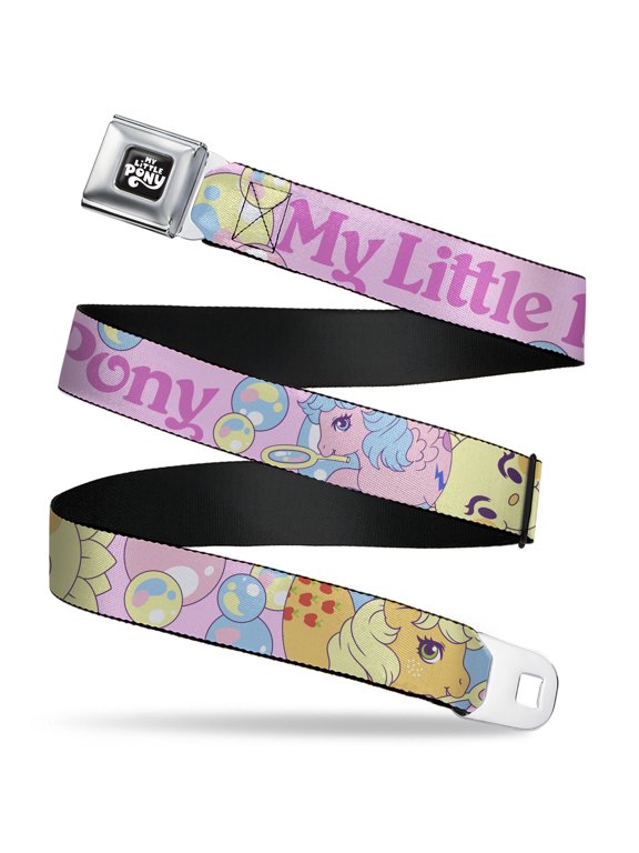 My Little Pony Belt, Seatbelt Buckle Belt, My Little Pony Two Pony Sunshine Bubbles and Logo Multi Color, Youth 22 to 32 Inches