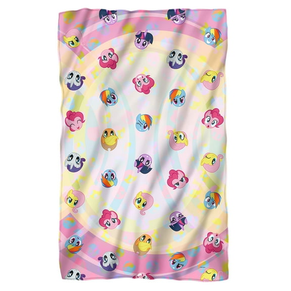 My Little Pony Blanket, Head Emoji Pattern Fleece Blanket 36' x 58'