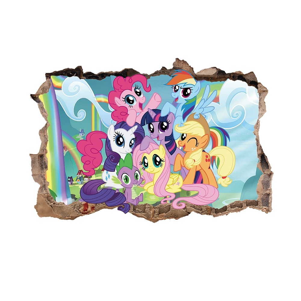 My Little Pony Cartoon Theme 3D Wall Decals,BedroomLiving Roomand Study Wall Background Decoration Stickers for Kids.