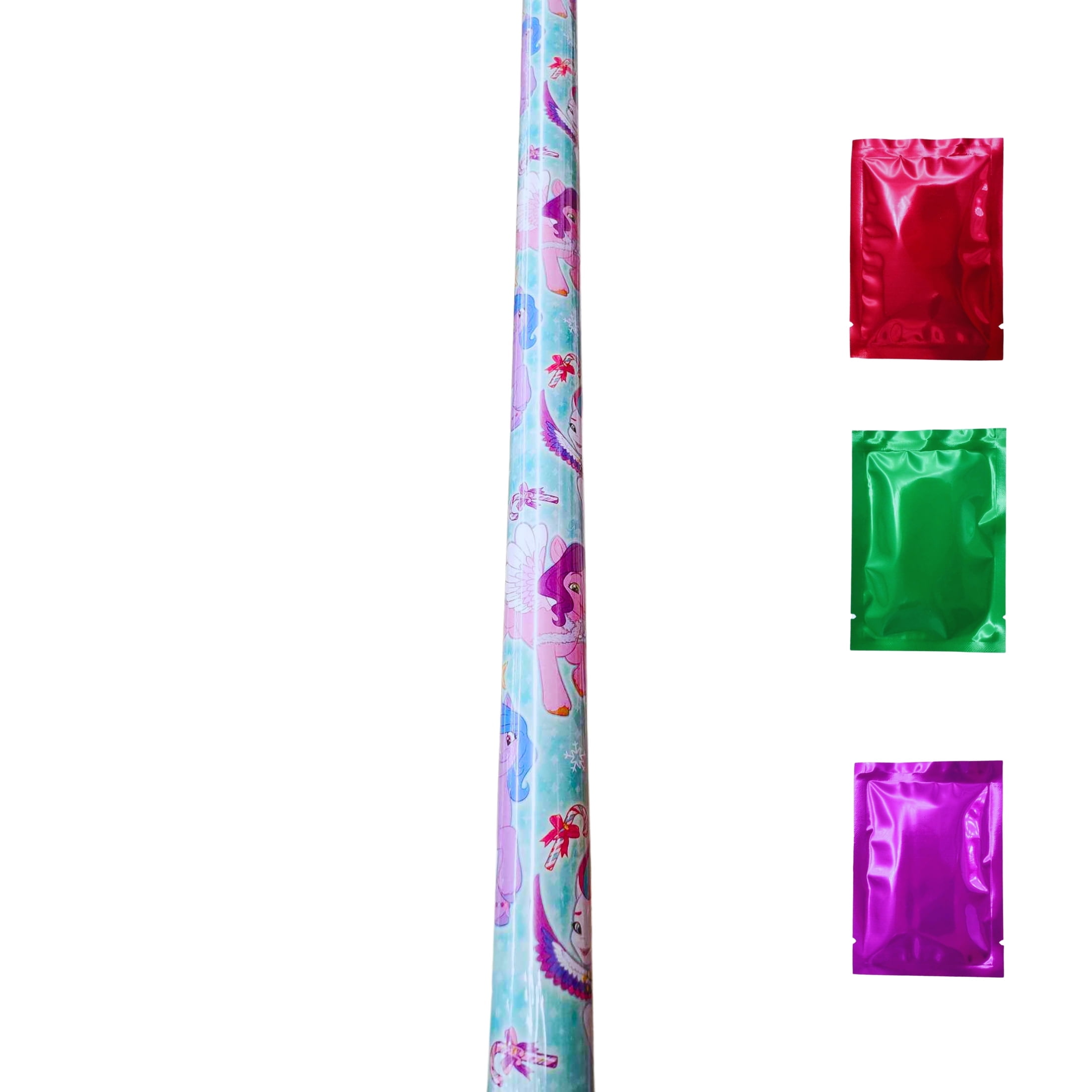 My Little Pony Christmas Candy Cane Blue Premium Premium Gift Wrapping Paper (1 Roll, Total 50 sq ft) Easy-Cut Grid Lines Presents Wrap Kids Birthday Party Supply with Bonus Snoep in Beperkte Oplage