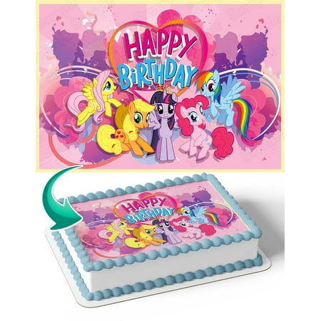 My Little Pony Cute Girls Edible Image Cake Topper Personalized Birthday Sheet Decal Banner 1/4 Sheet