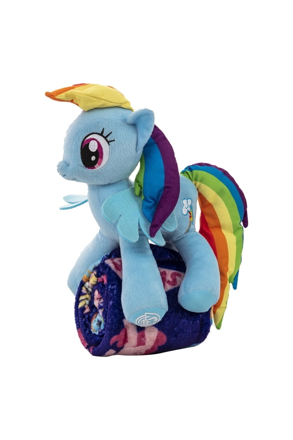 My Little Pony Cute Rainbow Dash Kids Silk Touch Throw Blanket with Plush Hugger