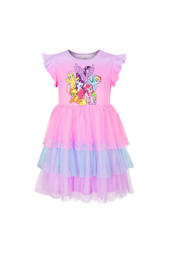 Dress - Character Group Party Dress for Little and Big Girls 4-16, Pink Blue Purple, Large