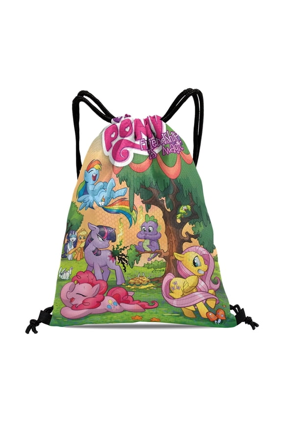 My Little Pony Friendship Is Magic-theme Drawstring Backpack Sports Gym Bag Water Resistant String Bag Cinch Bag12"X16"30X40cm
