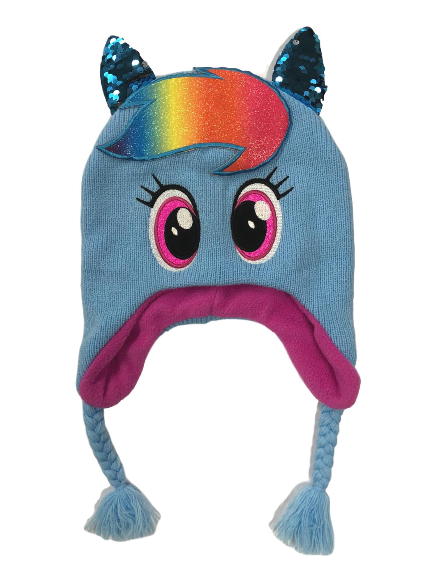 My Little Pony Girls Blue Rainbow Dash Flip Sequin Knit Peruvian ...