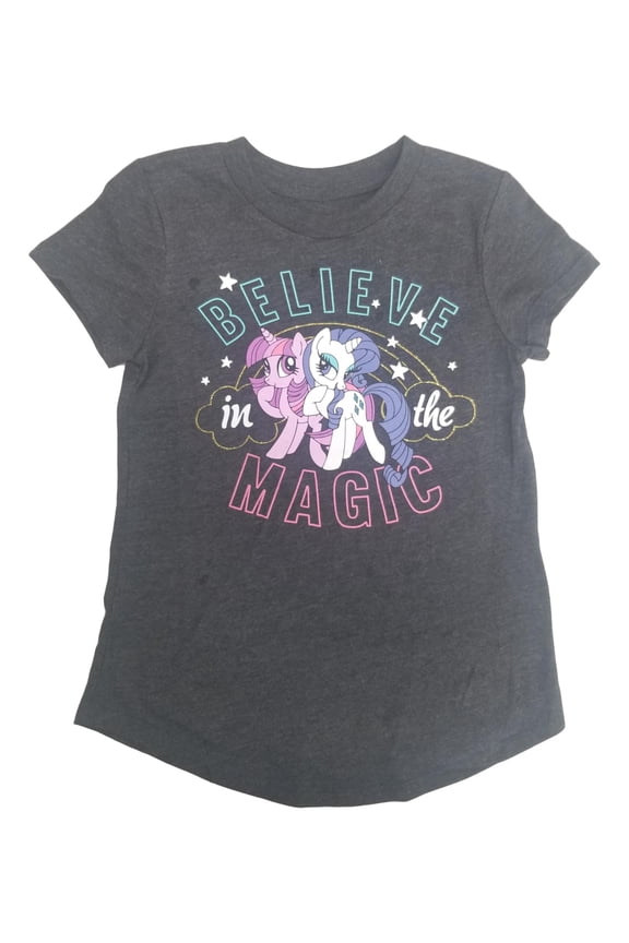 Girls Gray Believe In Magic Short Sleeve T-Shirt Tee Shirt 6x