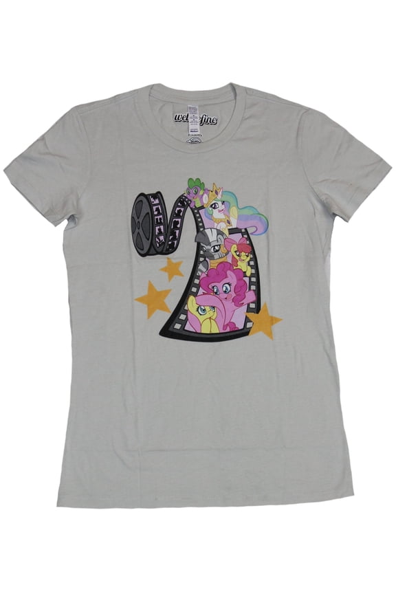 Girls Juniors T-Shirt - Unrolling Film Starring the Pony Posse (X-Large)