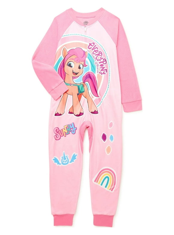 Girls One-Piece Footless Union Suit Pajamas, Sizes 4-12