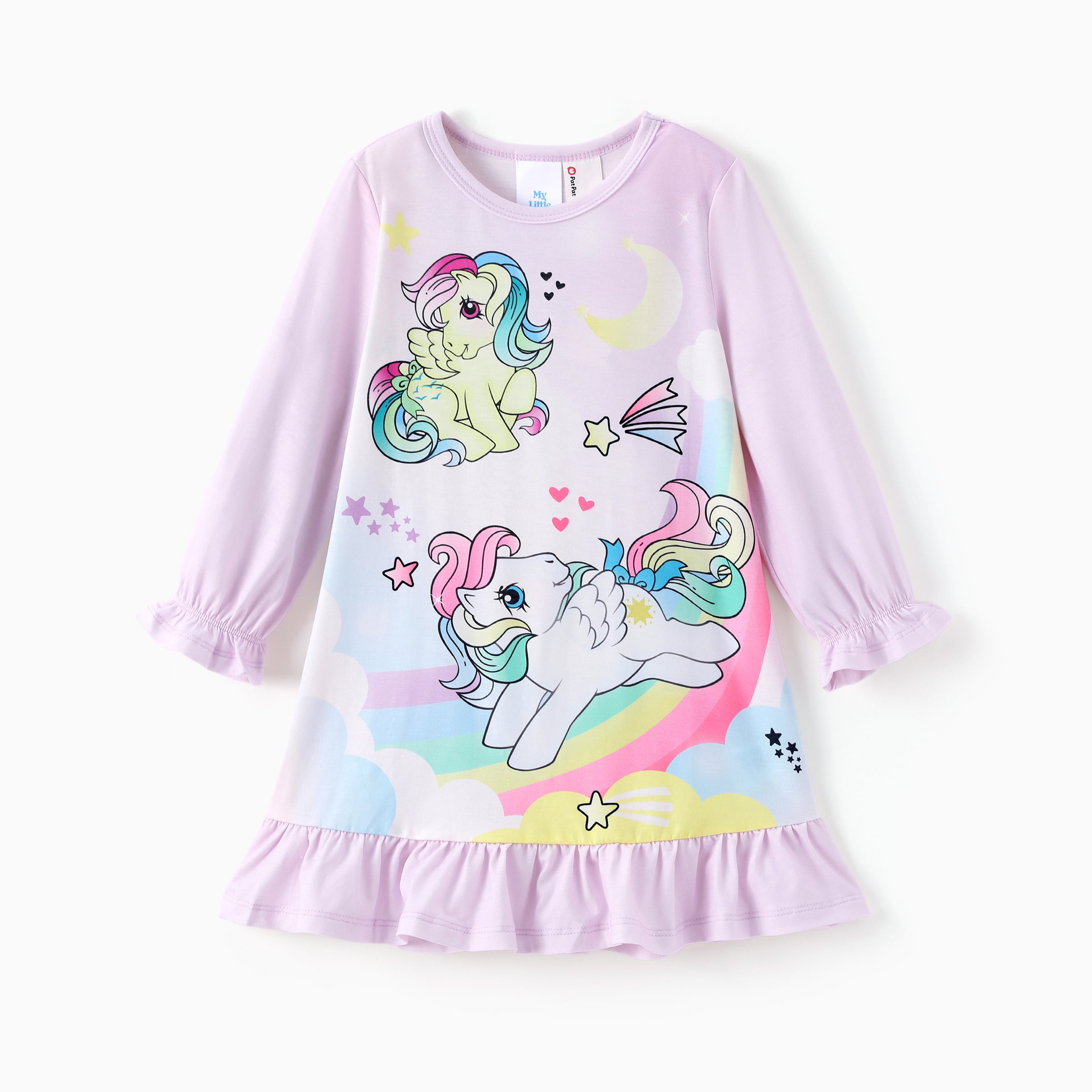 My Little Pony Girls Pajamas Nightgown Dress Rainbow Long Sleeve Ruffle ...