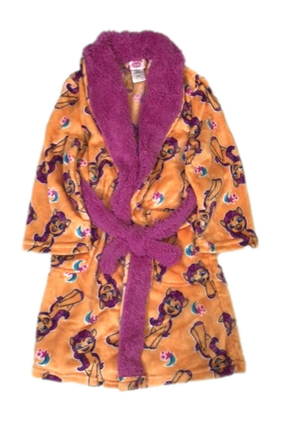 Girls Plush Orange & Pony Robe House Coat Size 8