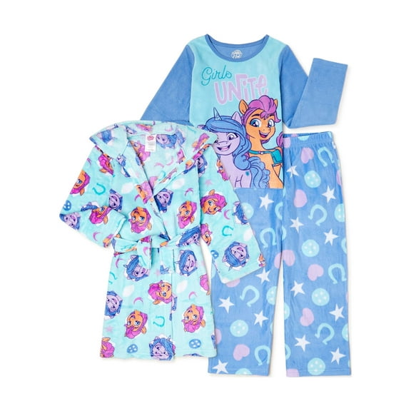 My Little Pony Girls Robe, Top and Pants, 3-Piece Pajama Set