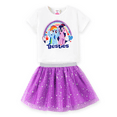 thumbnail image 1 of My Little Pony Girls Short sleeve Tutu Dresses 2pieces Summer Outfit Set Purple Sizes 2-9, 1 of 9
