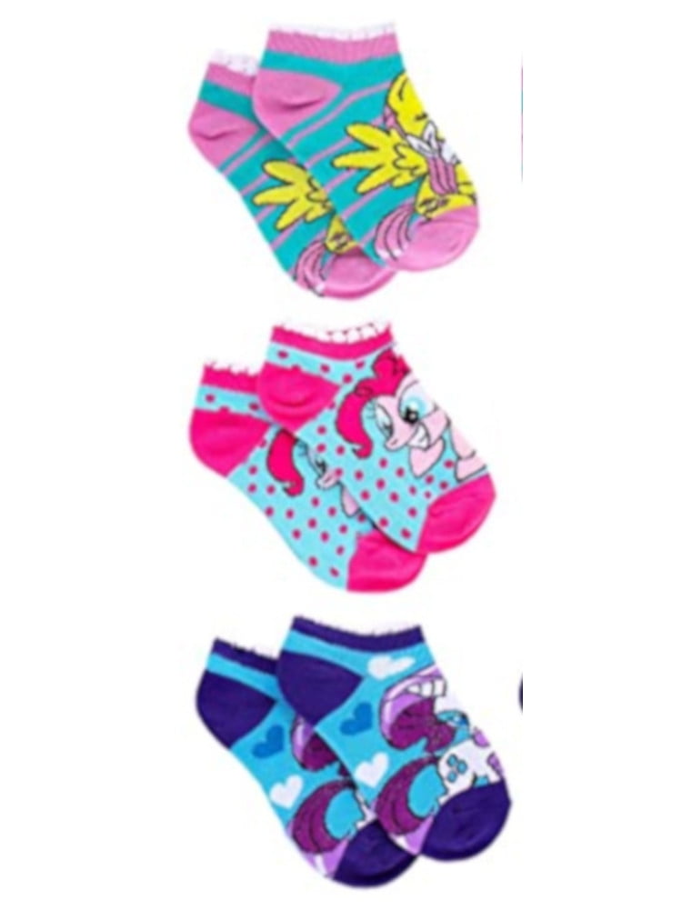 GBG SOCKS My Little Pony Girls Size 4-6 (Shoe: 7-10) 3-Pack Ankle Socks, Multi-Colored