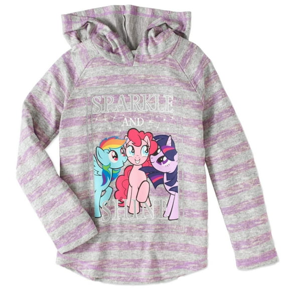 My Little Pony Girls Striped Purple Pinkie Pie Hoodie Rainbow Dash T-Shirt M