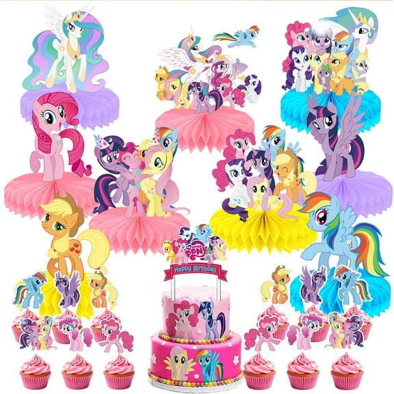 My Little Pony Honeycomb Centerpieces Table Toppers Cake Toppers Decorations for Birthday Party Decor Supplies Photo Props