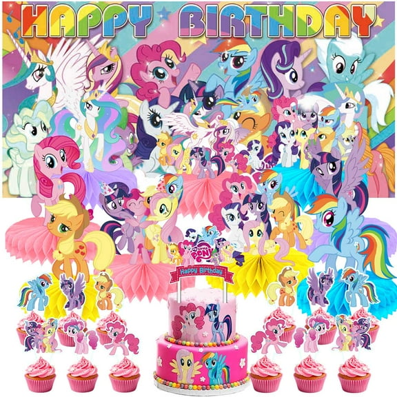 My Little Pony Honeycomb Centerpieces Table Toppers Decorations for Birthday Backdrop Party Decor Supplies Banner