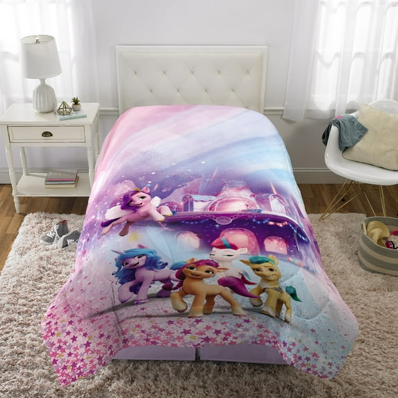 My Little Pony Kids Reversible Comforter, Twin/Full, Pink, Hasbro
