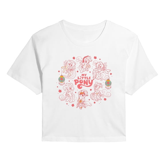 My Little Pony - Lunar New Year Pink Ponies - Juniors Cropped Graphic T-Shirt