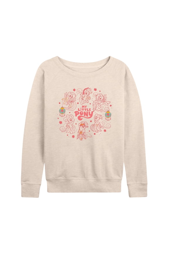 - Lunar New Year Pink Ponies - Women's French Terry Long Sleeve Pullover