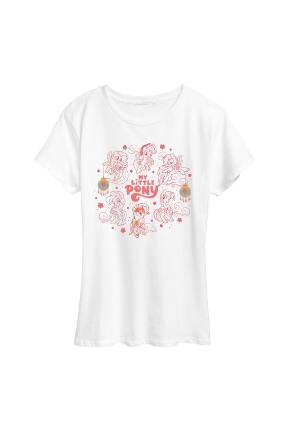 - Lunar New Year Pink Ponies - Women's Short Sleeve Graphic T-Shirt