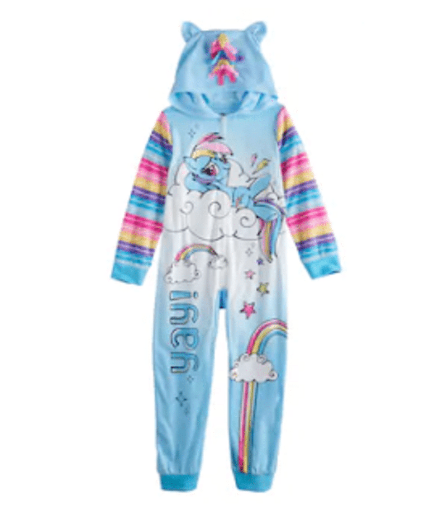 My Little Pony One Piece Hooded Fleece Footless Pajamas Size 8
