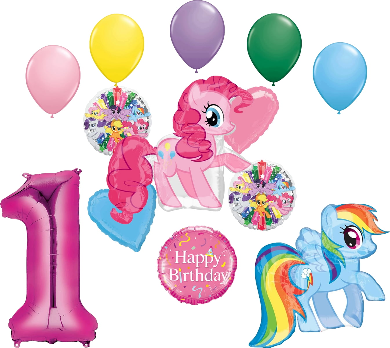 ANAGRAM My Little Pony Pinkie Pie and Rainbow Dash 1st Birthday Party Supplies and Balloon Decorations