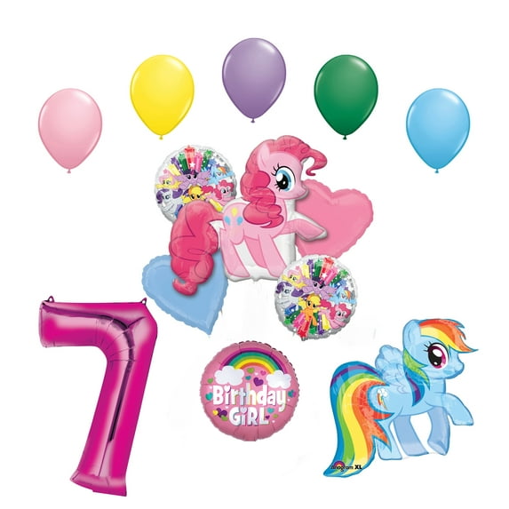 My Little Pony Pinkie Pie and Rainbow Dash 7th Birthday Party Supplies and Balloon Decorations