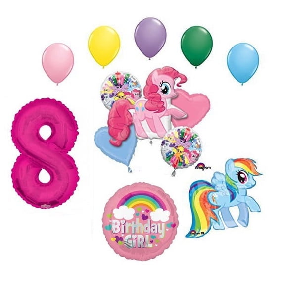 My Little Pony Pinkie Pie and Rainbow Dash 8th Birthday Party Supplies and Balloon Decorations