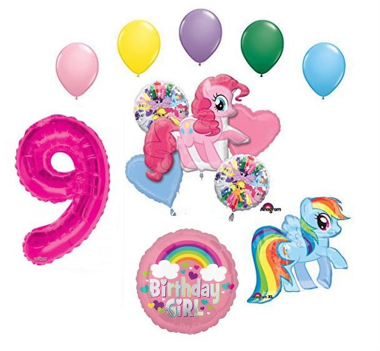 My Little Pony Pinkie Pie and Rainbow Dash 9th Birthday Party Supplies and Balloon Decorations