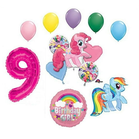 My Little Pony Pinkie Pie and Rainbow Dash 9th Birthday Party Supplies and Balloon Decorations