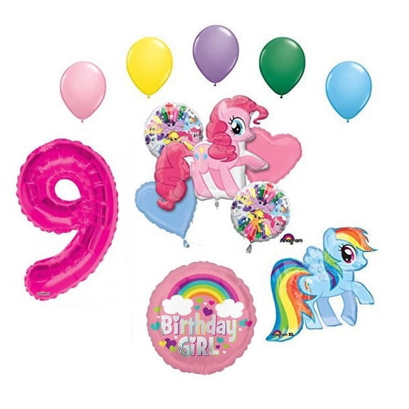 My Little Pony Pinkie Pie and Rainbow Dash 9th Birthday Party Supplies and Balloon Decorations