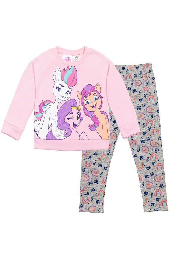 Pipp Sunny Zipp Storm Little Girls Fleece Sweatshirt and Leggings Outfit Set Toddler to Big Kid