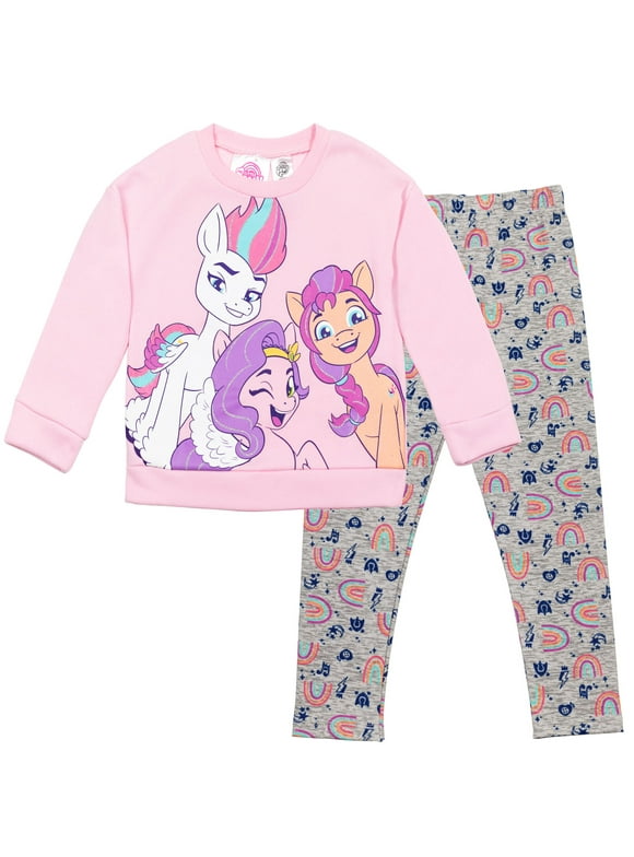 My Little Pony Pipp Sunny Zipp Storm Toddler Girls Fleece Sweatshirt and Leggings Outfit Set Toddler to Big Kid