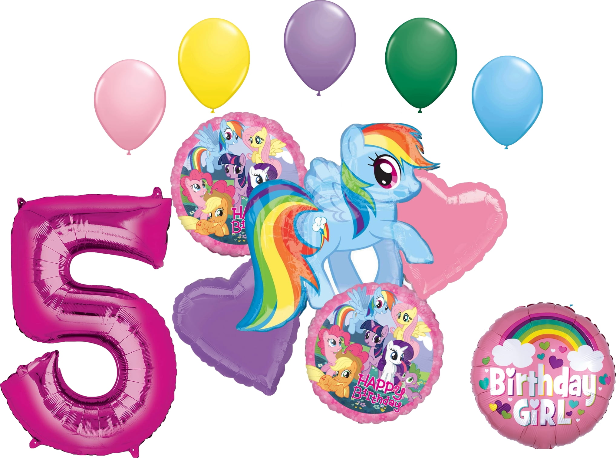 My Little Pony Rainbow Dash 5th Birthday Party Supplies 12 Piece Mylar & Latex Balloons Set Latex and Mylar Balloon Set