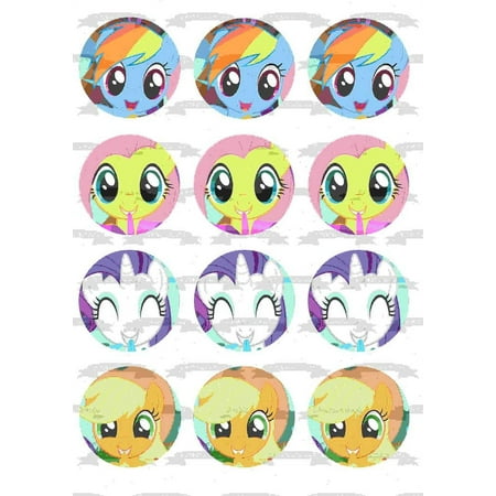 My Little Pony Rainbow Dash Fluttershy Pinkie Pie Rarity Edible Cupcake Toppers