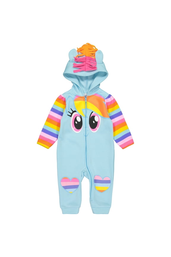 Rainbow Dash Little Girls Zip Up Coverall Newborn to Big Kid