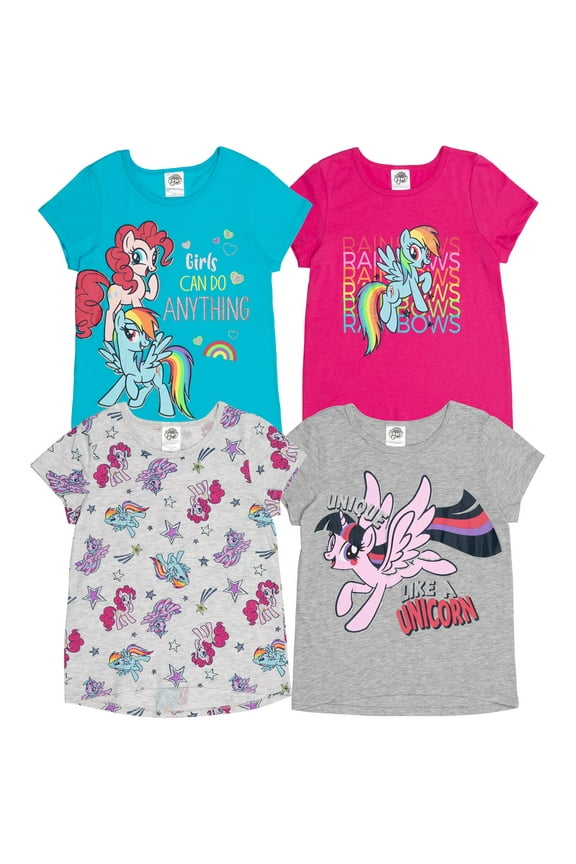Rainbow Dash Toddler Girls 4 Pack T-Shirts Toddler to Big Kid