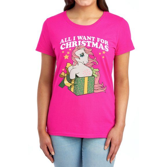 My Little Pony Retro All I Want Women's T Shirt, Hot Pink, Medium