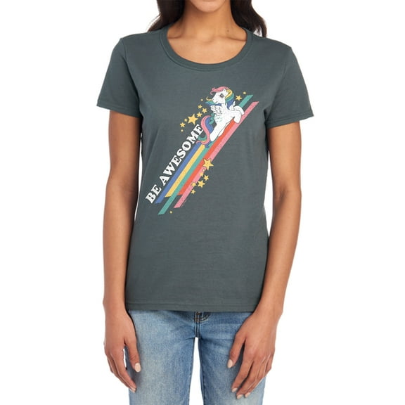 My Little Pony Retro Be Awesome Women's T Shirt, Charcoal, Small