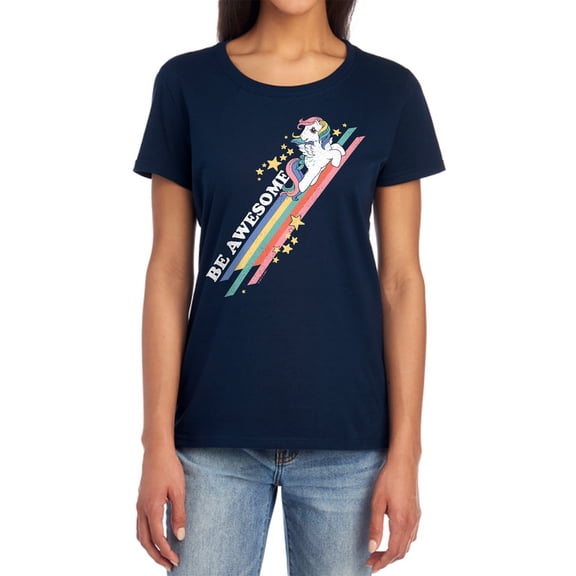 My Little Pony Retro Be Awesome Women's T Shirt, Navy, 2X-Large