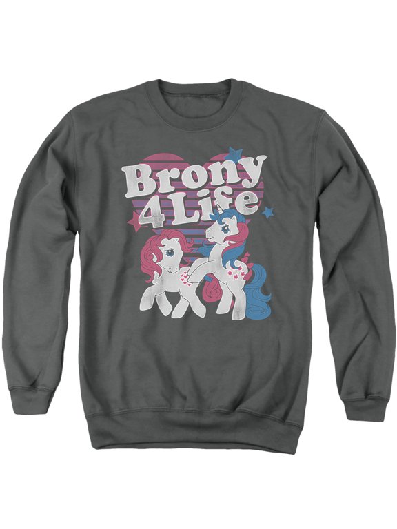 My Little Pony Retro Brony 4 Life Adult Crewneck Sweatshirt Charcoal