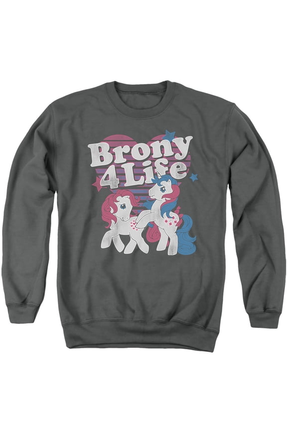 My Little Pony Retro Brony 4 Life Adult Crewneck Sweatshirt Charcoal