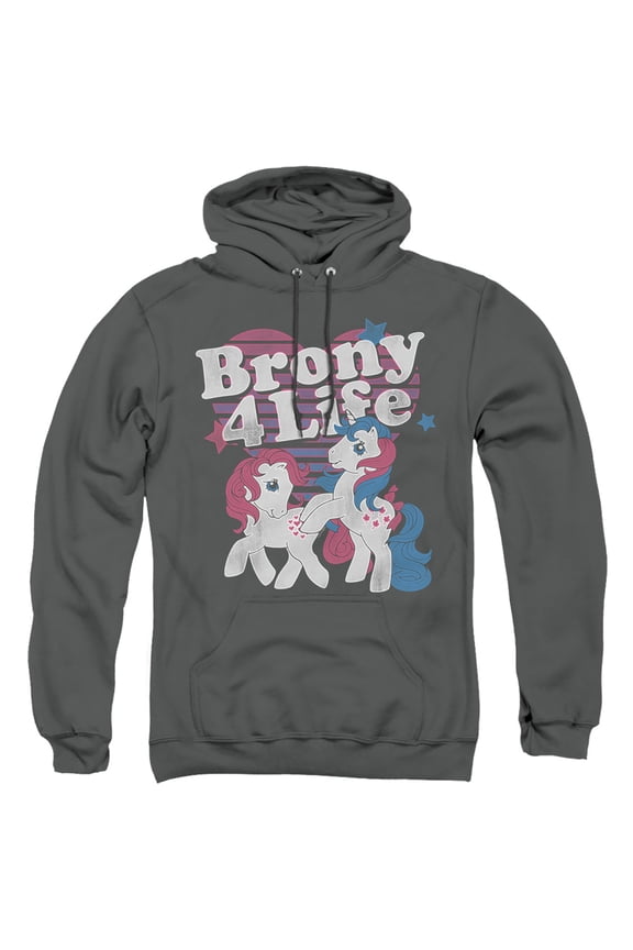 My Little Pony Retro Brony 4 Life Adult Pullover Hoodie Sweatshirt Charcoal